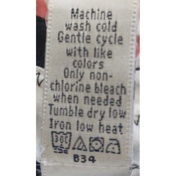 G.H. Bass Lightweight Lined Cotton Skirt Boho Floral Black White - Size 14 - Picture 8 of 8